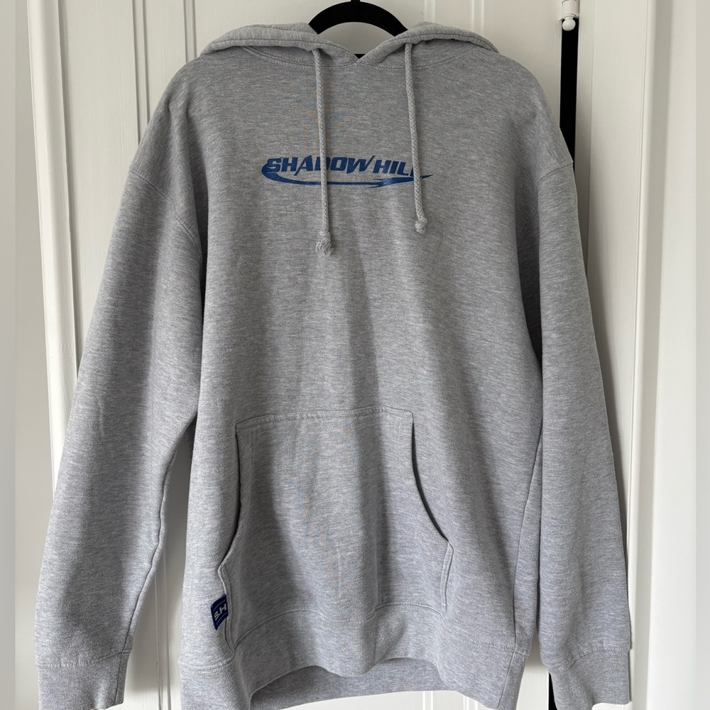 Shadow Hill Gray Hoodie with Blue Logo